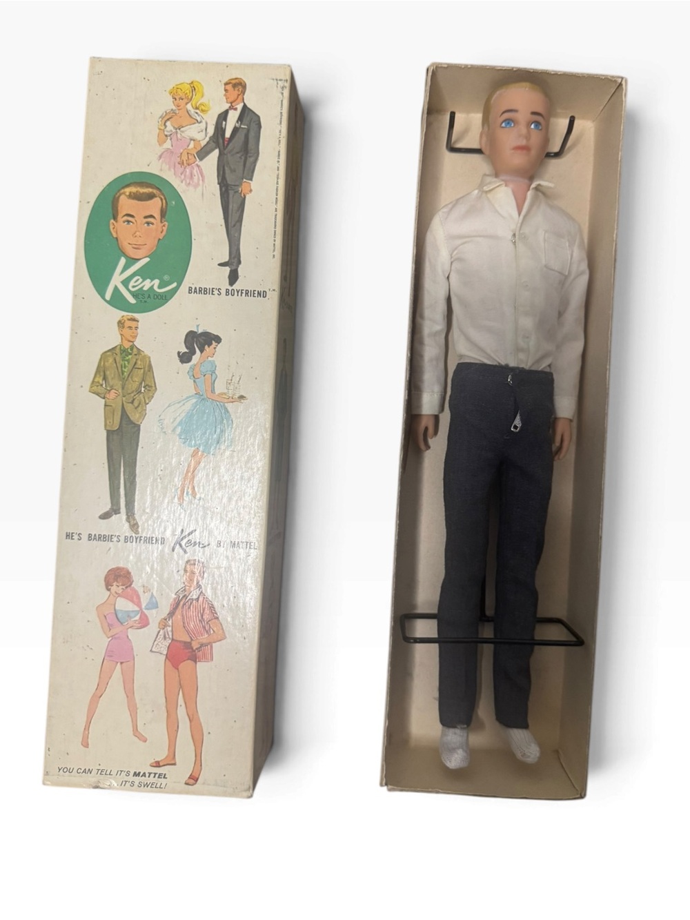 Vintage 1962 Mattel Ken Doll Blonde Painted Hair No. 750 In Original Box Inserts
